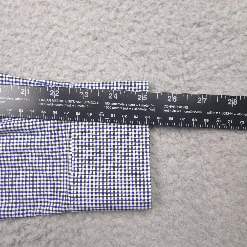 Lauren Ralph Lauren Dress Shirt Men 16 34/35 Blue Check Non Iron Cotton